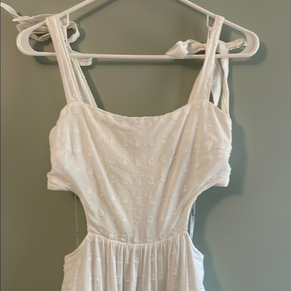 White side Cut out Dress with Tie Straps